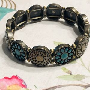 Boho Western Inspired Metal Medallion Bracelet